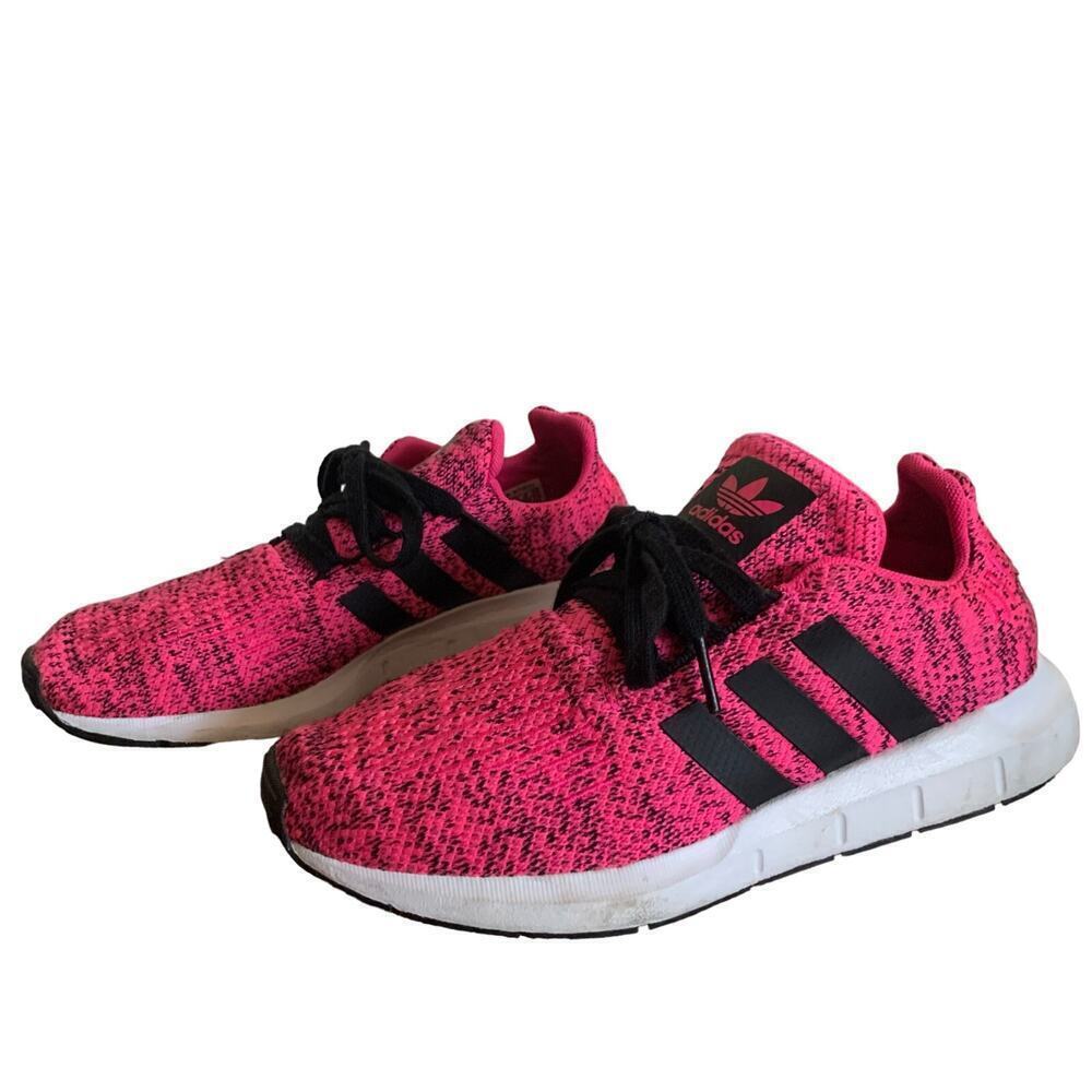 Adidas Swift Run J Sneakers Pink Black Women's Size 6 Girl's Size 4